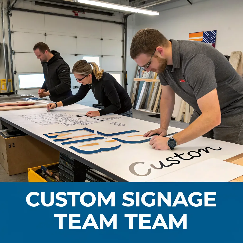 Custom signage team collaboration
